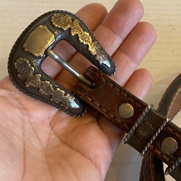 RARE Sunset Trails Sterling & 10k Gold Engraved CONCHO Ranger Belt Buckle - Picture 13 of 16